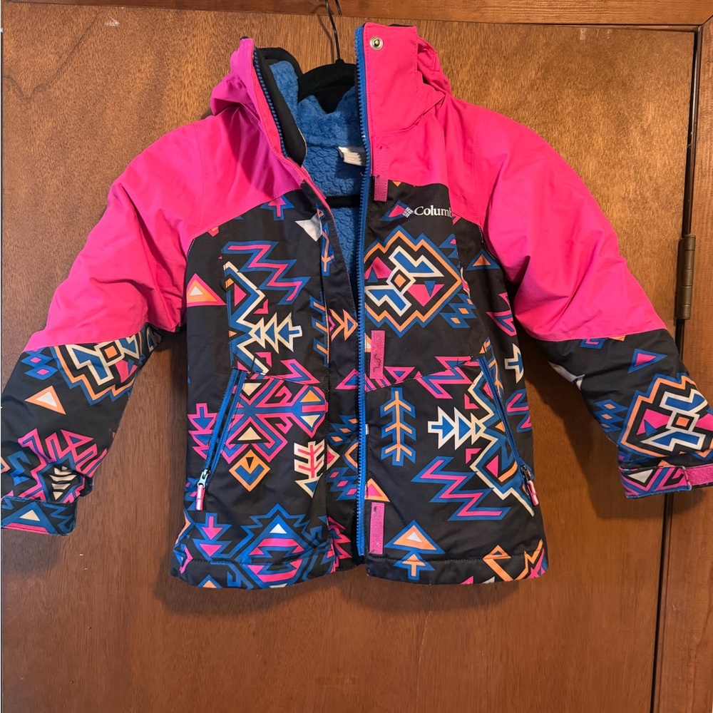 Columbia Girls' Geometric Print Jacket - Hot Pink & Black